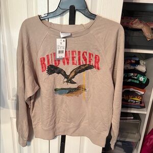 Budweiser Women's Beige Sweater with Eagle Graphic